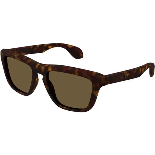 Havana Sunglasses Gg1571S 002 , male, Sizes: 55 MM - Gucci - Modalova