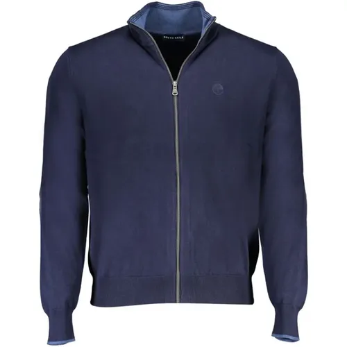 Cotton Sweater Zipper Embroidery Logo , male, Sizes: S - North Sails - Modalova