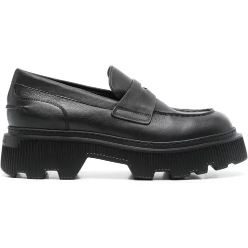 Schwarze Kalbsleder Loafers Santoni - Santoni - Modalova