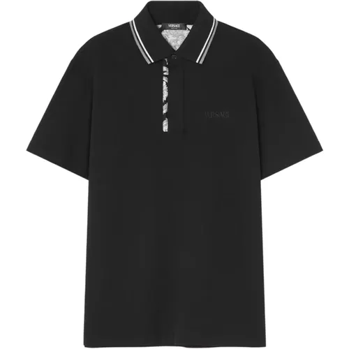 Besticktes Logo Baumwoll T-shirts und Polos , Herren, Größe: S - Versace - Modalova