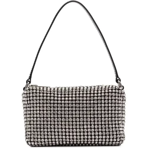 Metallic Mesh Shoulder Bag with Rhinestones , female, Sizes: ONE SIZE - alexander wang - Modalova