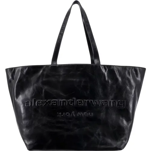 Embossed Leather Shoulder Bag with Logo , female, Sizes: ONE SIZE - alexander wang - Modalova