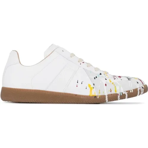 Niedrige Maler Sneakers Weiß Leder Wildleder , Herren, Größe: 39 EU - Maison Margiela - Modalova