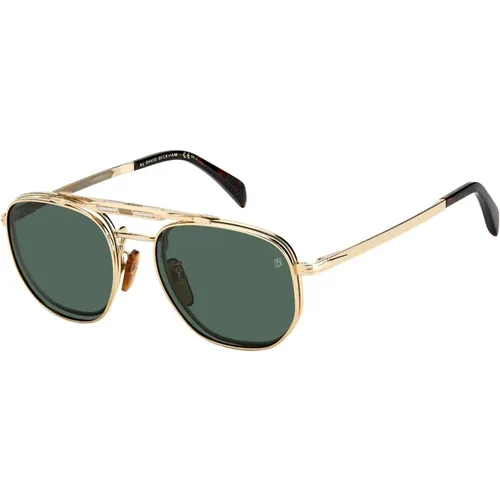 Gold Havana/Grün Clip-On Sonnenbrille , Herren, Größe: 52 MM - Eyewear by David Beckham - Modalova