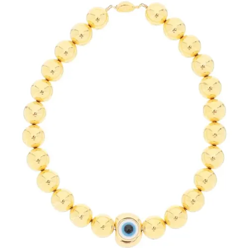 Vergoldete Halskette mit Kugeln und Anhänger , Damen, Größe: ONE Size - Timeless Pearly - Modalova