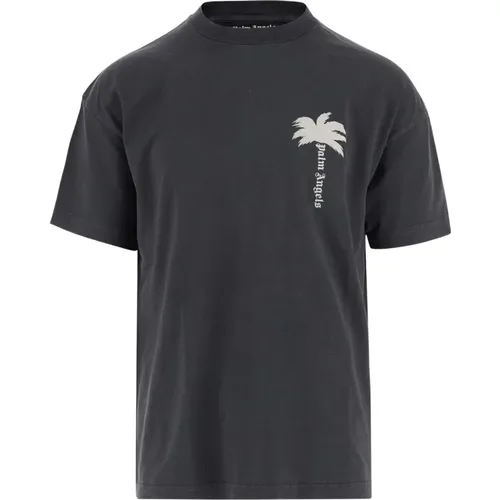 Baumwoll T-Shirt mit Palmendetail , Herren, Größe: S - Palm Angels - Modalova