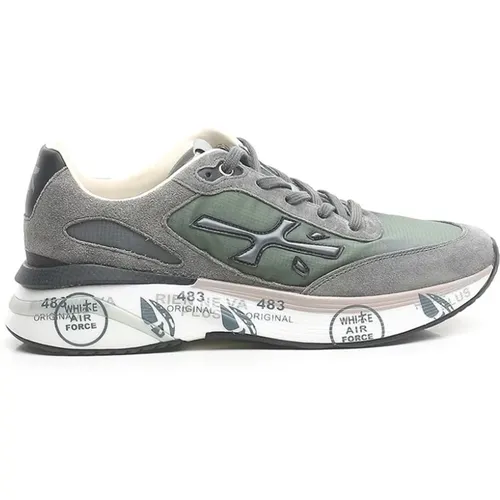 Suede Sneakers with Green Details , male, Sizes: 8 UK, 9 UK, 7 UK, 6 UK - Premiata - Modalova