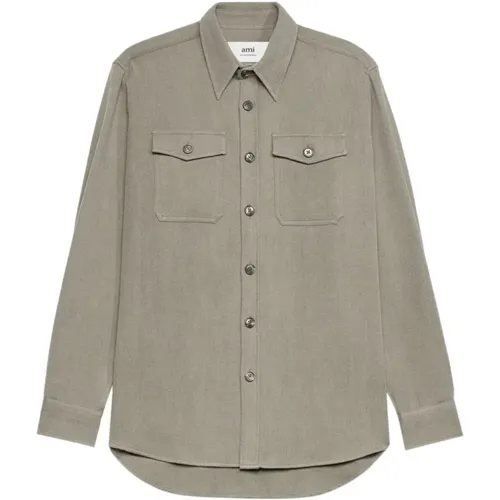Wool Shirt Jacket with Pointed Collar , male, Sizes: M - Ami Paris - Modalova