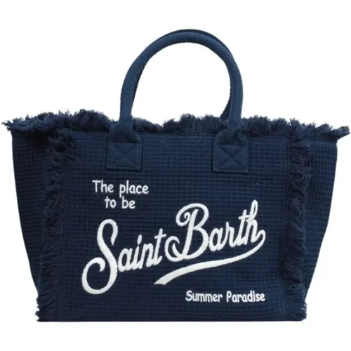 Blau bestickte Handtasche , Damen, Größe: ONE Size - MC2 Saint Barth - Modalova