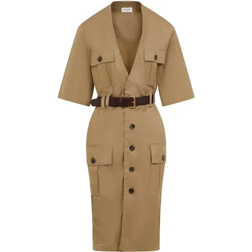 Neutral Dress Ss24 , female, Sizes: M, S - Saint Laurent - Modalova