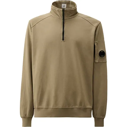 Leichtes Fleece-Halbzip-Sweatshirt , Herren, Größe: 2XL - C.P. Company - Modalova