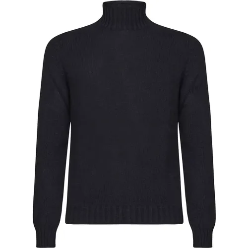 Hoher Kragen Schwarzer Pullover Blau , Herren, Größe: 3XL - Fedeli - Modalova