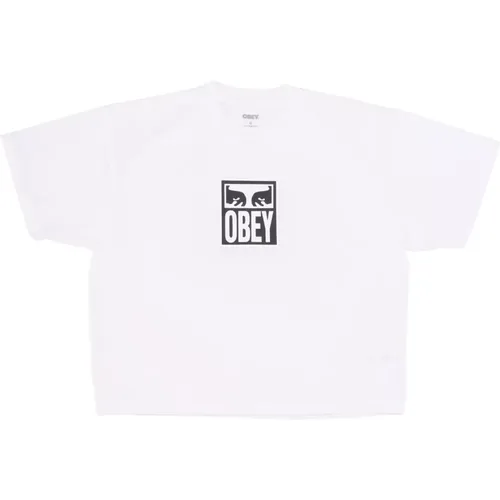 Weiße Crop Tee Damen T-Shirt , Damen, Größe: M - Obey - Modalova