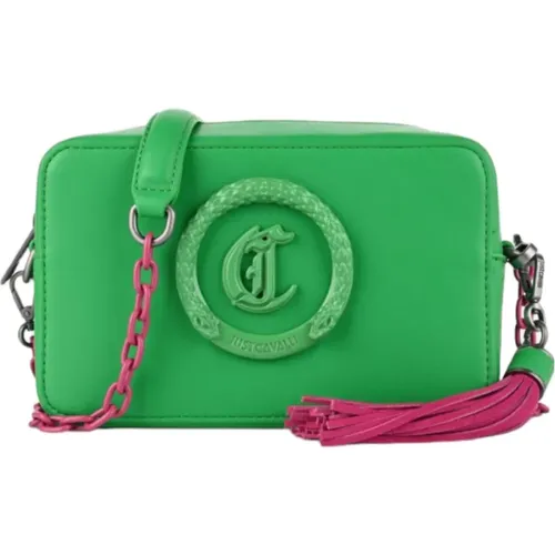 Grüne Schultertasche mit Tonalem Logo , Damen, Größe: ONE Size - Just Cavalli - Modalova