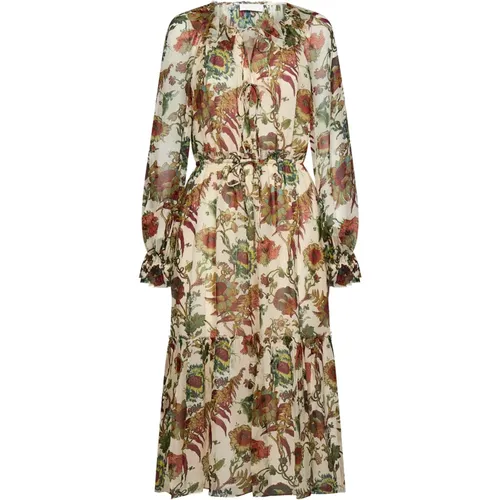 Contrasting Floral Print Silk Dress , female, Sizes: XS - Ulla Johnson - Modalova