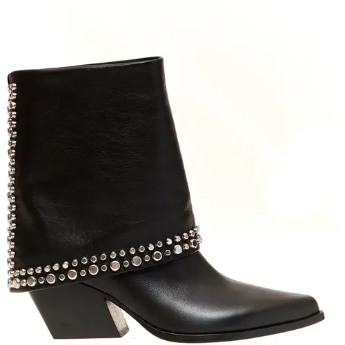 Leather Studded Heels 70mm , female, Sizes: 3 UK - Elena Iachi - Modalova