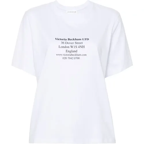 Logo-Print Rundhals T-Shirt , Damen, Größe: S - Victoria Beckham - Modalova