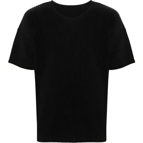 Schwarze Plissierte T-Shirts und Polos , Herren, Größe: L - Issey Miyake - Modalova