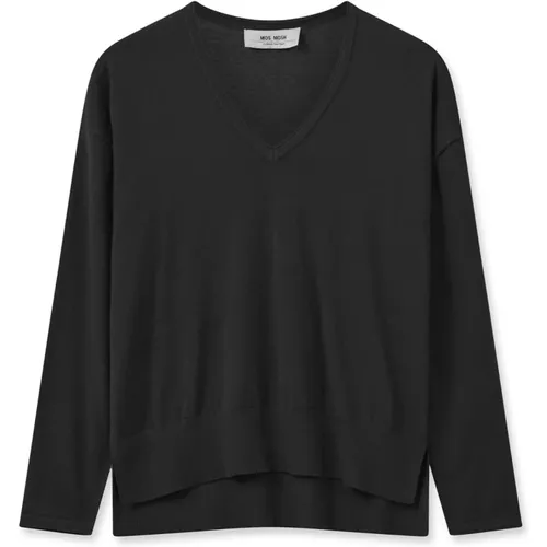 V-Neck Knit Sweater , female, Sizes: XS, L, S, M - MOS MOSH - Modalova