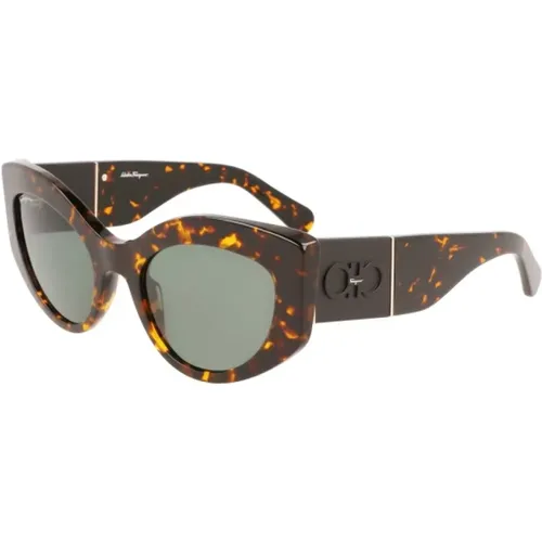 Braune Acetat Sonnenbrille für Frauen - Salvatore Ferragamo - Modalova