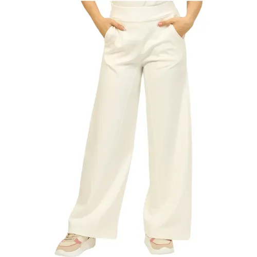 Cream Wide Leg Cotton Trousers , female, Sizes: L, 2XS - Jijil - Modalova