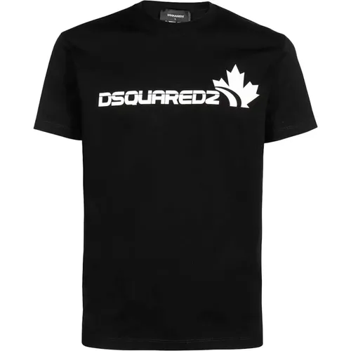 Maple - Schwarz, L, Herren Logo T-Shirt , Herren, Größe: XL - Dsquared2 - Modalova