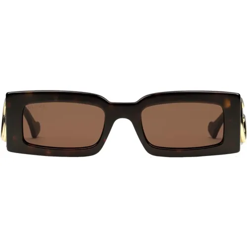 Damen-Sonnenbrille mit quadratischem Acetatrahmen in dunkelbrauner Schildpatt-Optik , Damen, Größe: 53 MM - Gucci - Modalova