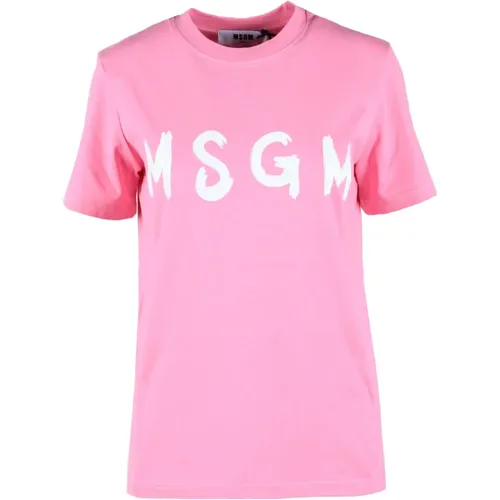 Baumwoll T-Shirt mit Einzigartigem Stil - MSGM - Modalova