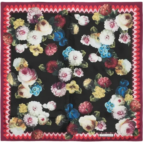 Elegant Silk Scarf FN090RGDB7HHH4YF,Burgunder Seidenschal mit Blumenmuster - Dolce & Gabbana - Modalova