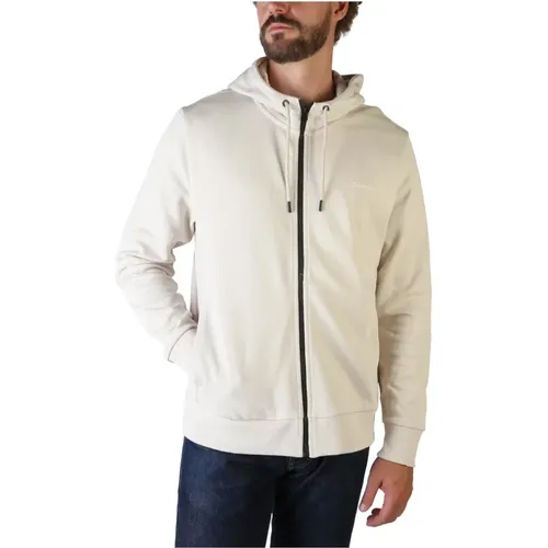 Zip-Up Sweatshirt with Fixed Hood , male, Sizes: XL, L, M - Calvin Klein - Modalova