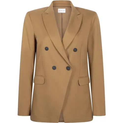 Eleganter Karamell Doppelreihiger Blazer , Damen, Größe: XL - Jane Lushka - Modalova