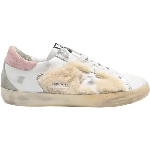 Shearling Leder Sneakers Weiß/Rosa - Golden Goose - Modalova