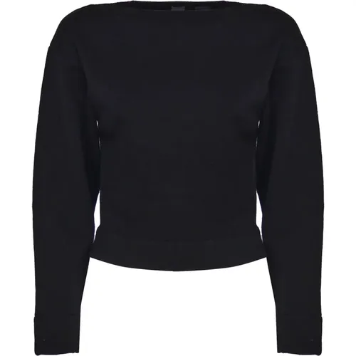 Schwarzer Tricot Bootshals Pullover , Damen, Größe: L - pinko - Modalova