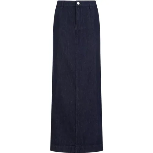 Indigo Cotton Pencil Midi Skirt , female, Sizes: W26 - Theory - Modalova