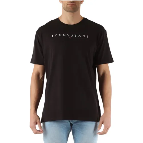 Regular Fit Baumwoll T-Shirt mit Frontlogo-Stickerei , Herren, Größe: S - Tommy Jeans - Modalova