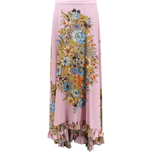 Purple Floral Silk Skirt , female, Sizes: S - ETRO - Modalova