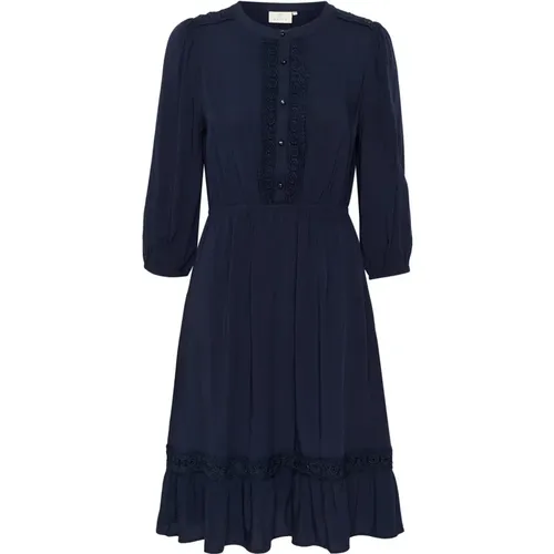 Midnight Marine Kleid mit Bestickten Paneelen , Damen, Größe: XL - Kaffe - Modalova