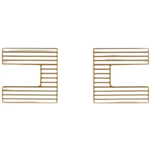 Striped Enamel Logo Earrings , female, Sizes: ONE SIZE - Elisabetta Franchi - Modalova