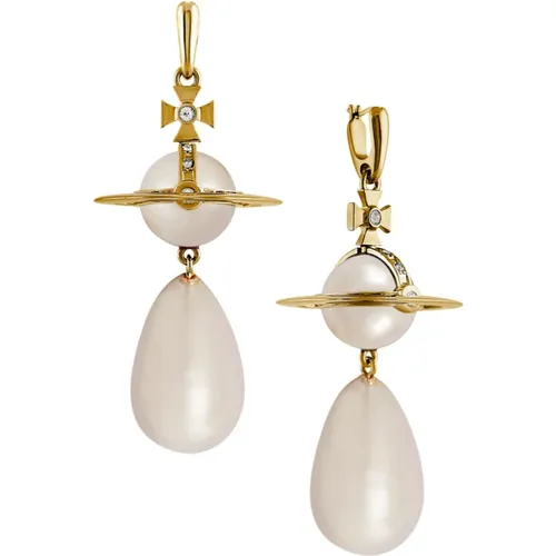 Giant Pearl Drop Earrings Gold/Cream Rose Pearl , female, Sizes: ONE SIZE - Vivienne Westwood - Modalova