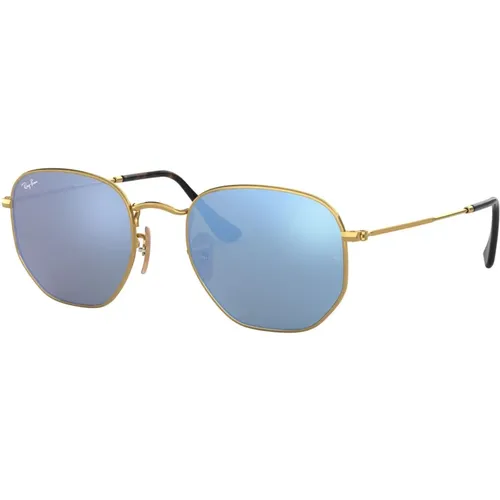 Hexagonal Metal Sunglasses Gold/Blue , unisex, Sizes: 51 MM - Ray-Ban - Modalova