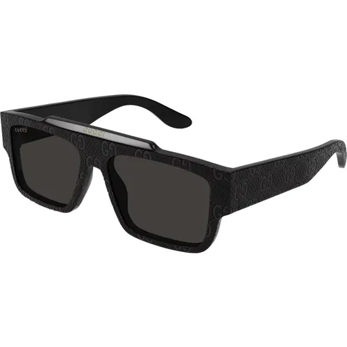 Stylische Sonnenbrille in Schwarz/Grau , Herren, Größe: 56 MM - Gucci - Modalova