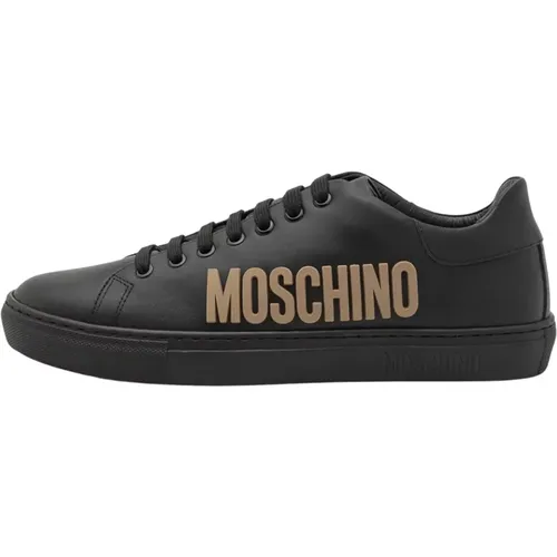 Schwarze Tan Low Top Sneakers , Herren, Größe: 45 EU - Moschino - Modalova