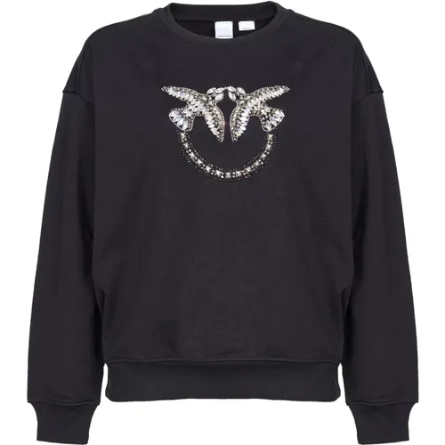 Sweatshirt mit Love Birds Stickerei , Damen, Größe: M - pinko - Modalova