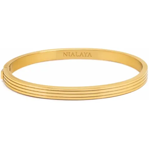 Mens Gold Gentleman Bangle , Herren, Größe: L - Nialaya - Modalova