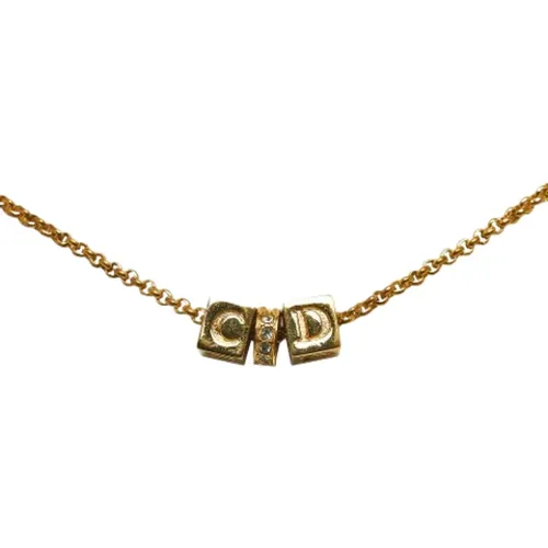 Pre-owned Gold necklaces , female, Sizes: ONE SIZE - Dior Vintage - Modalova