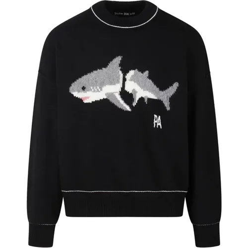 Shark Embroidered Wool Sweater , male, Sizes: L, M - Palm Angels - Modalova