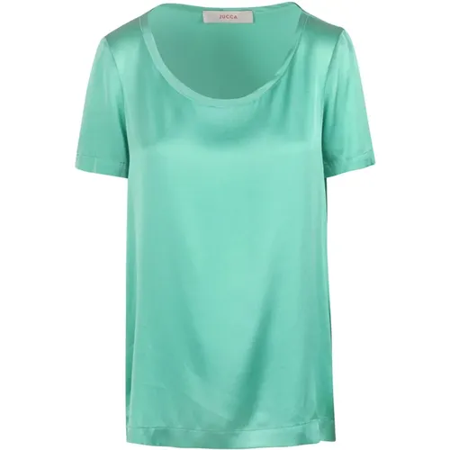 Seiden-T-Shirt mit Rundhalsausschnitt , Damen, Größe: XS - Jucca - Modalova