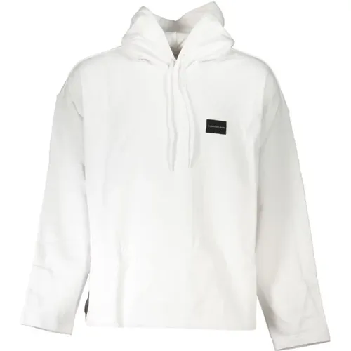 Brushed Long Sleeve Hooded Sweatshirt with Central Pocket and Logo , male, Sizes: XL, 2XL, L - Calvin Klein - Modalova