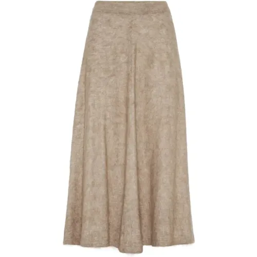 Knitted A-Line Skirt with Brushed Finish , female, Sizes: M, S - BRUNELLO CUCINELLI - Modalova