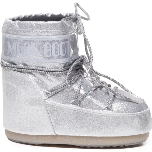 Silberne Stiefel mit Baumwollmischung - moon boot - Modalova